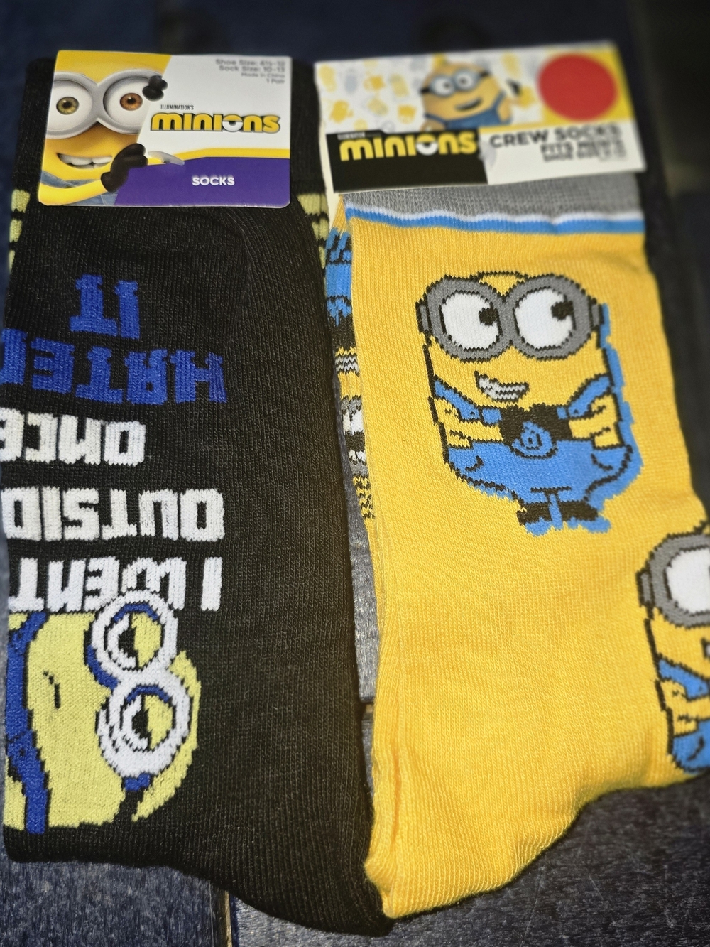 Minions Unisex Novelty Crew Socks Bundle NWT Despicable Me 2 Pair